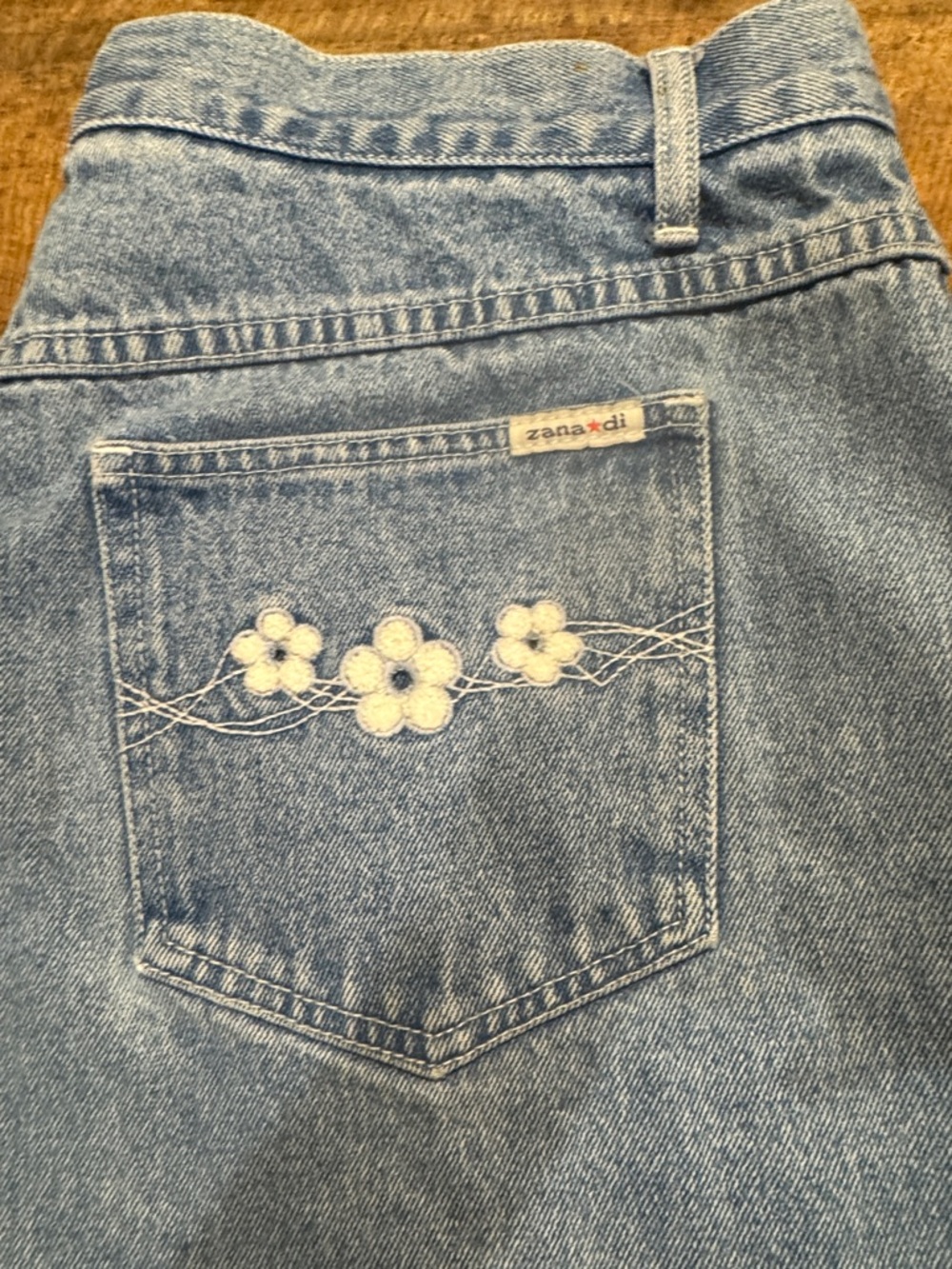 Zana Di Y2K Denim Shorts Women’s Size 20 Light Wash Floral Pocket Vintage